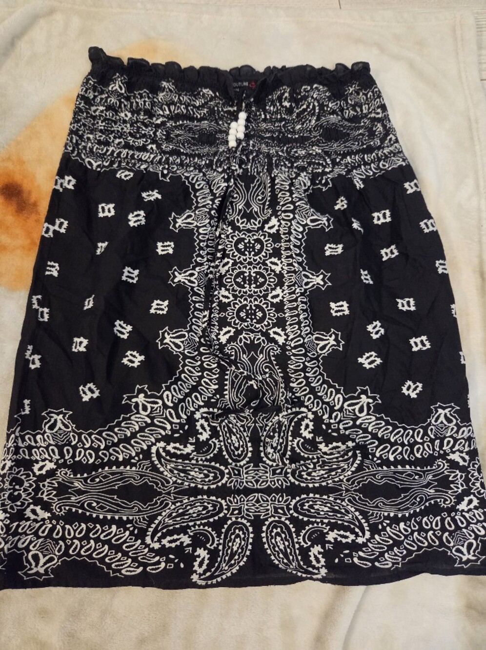 Vintage Candy Couture Black and White Paisley Women’s Top